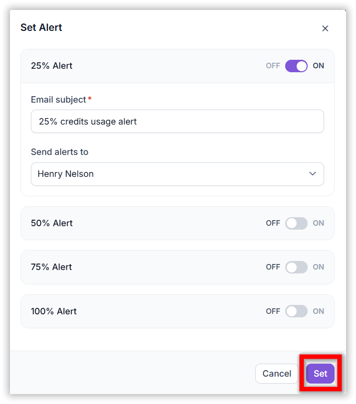 set alert dialog