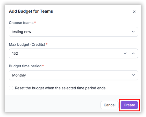 Team budget