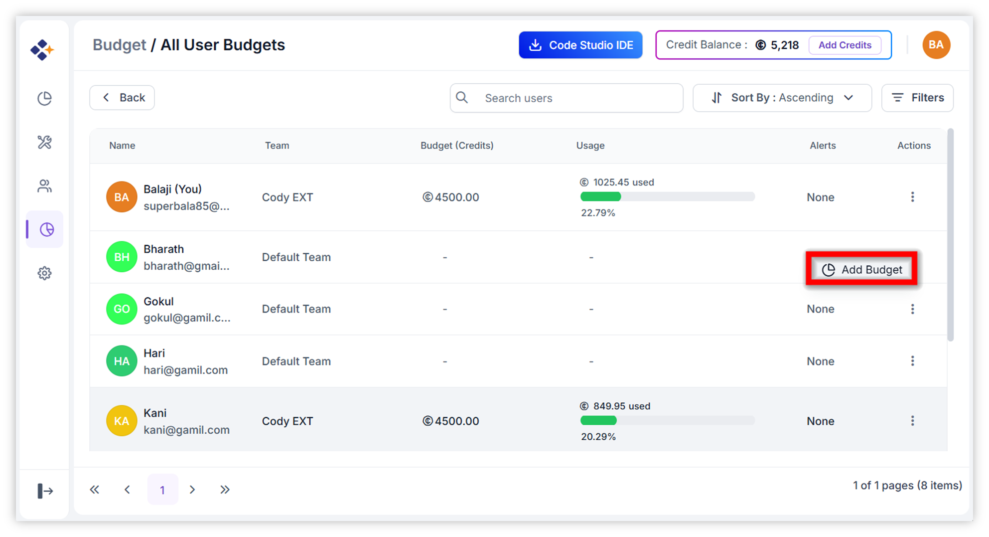 User Budget
