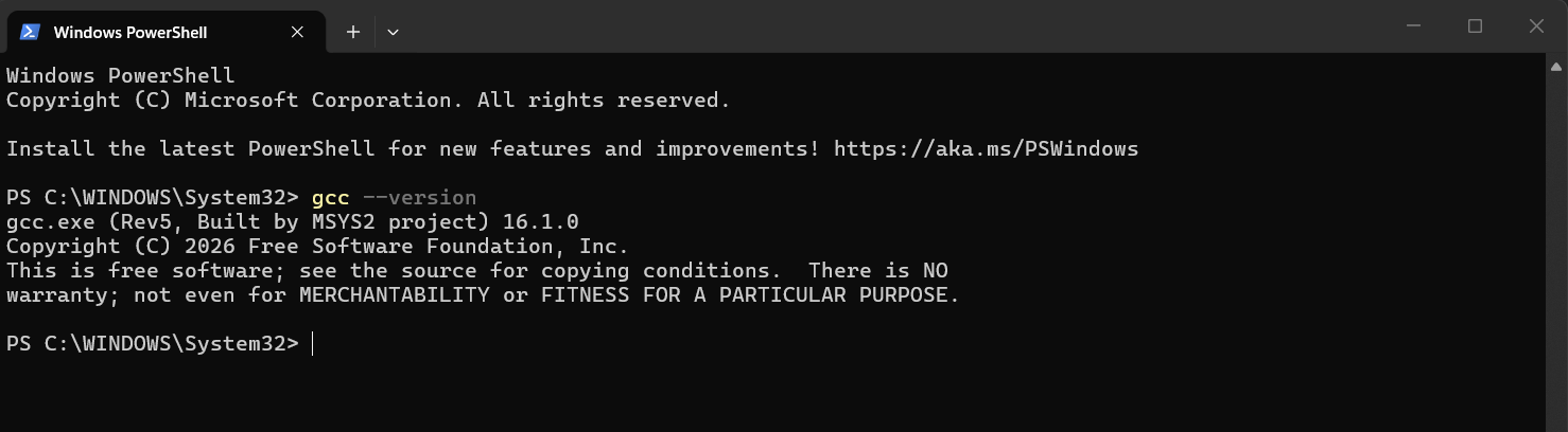Command Prompt showing successful g++ version output