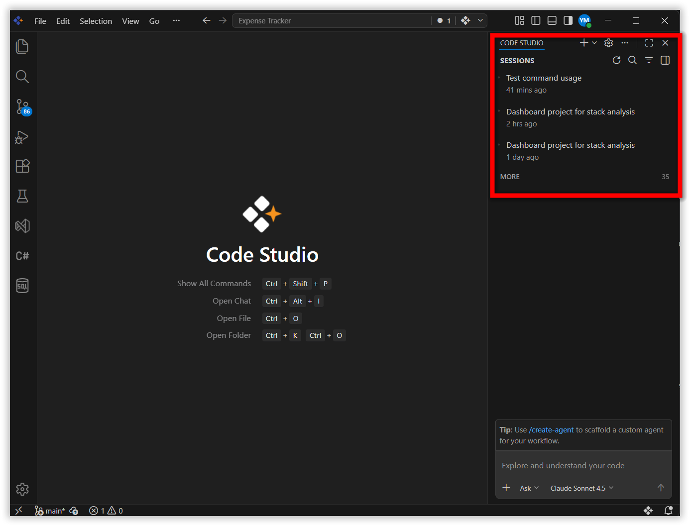 compact session history view