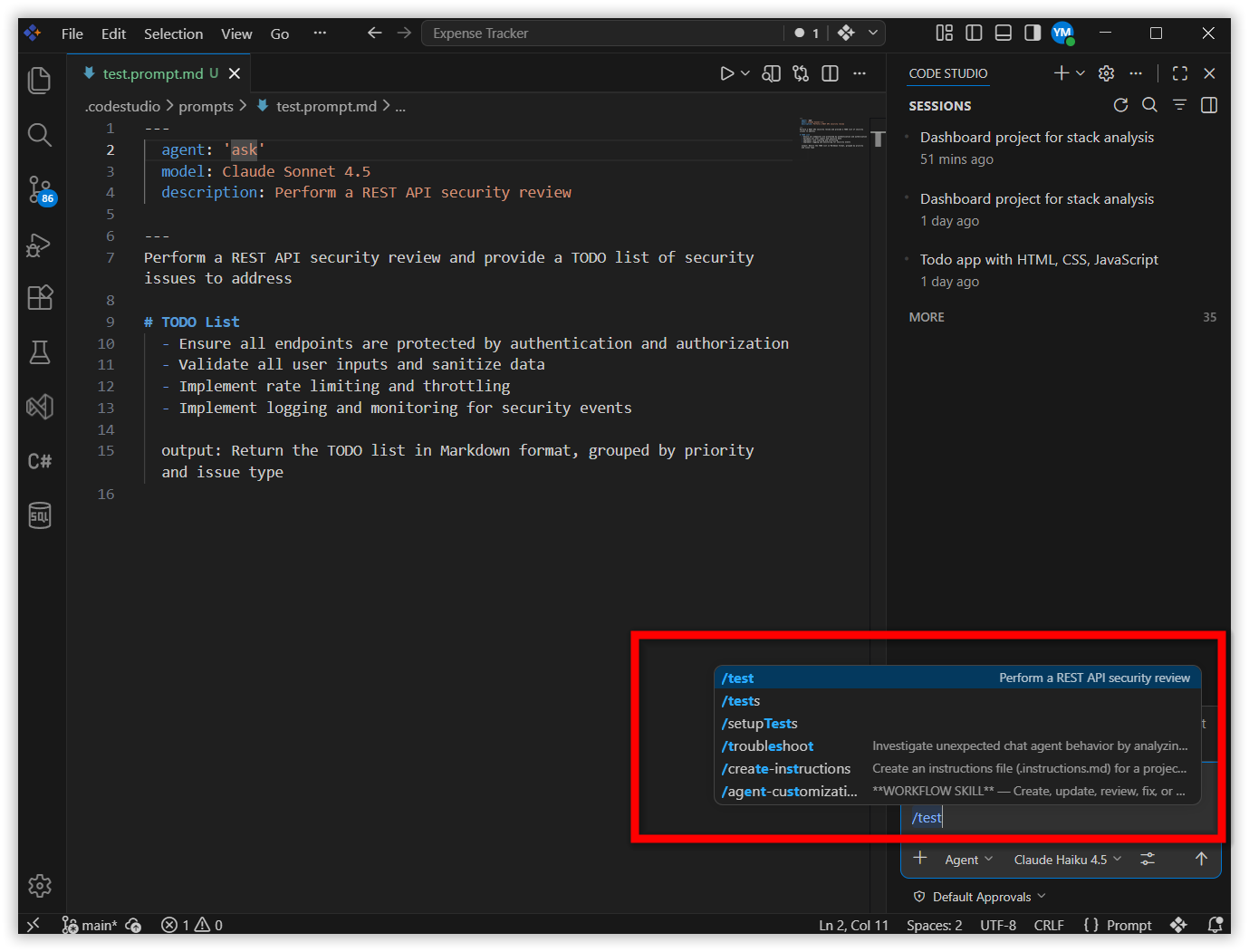 Migrated prompt file opened