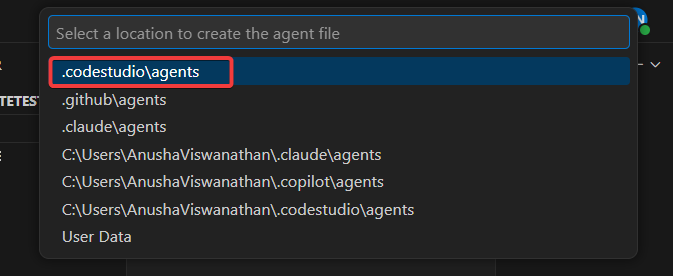 Choose agent location