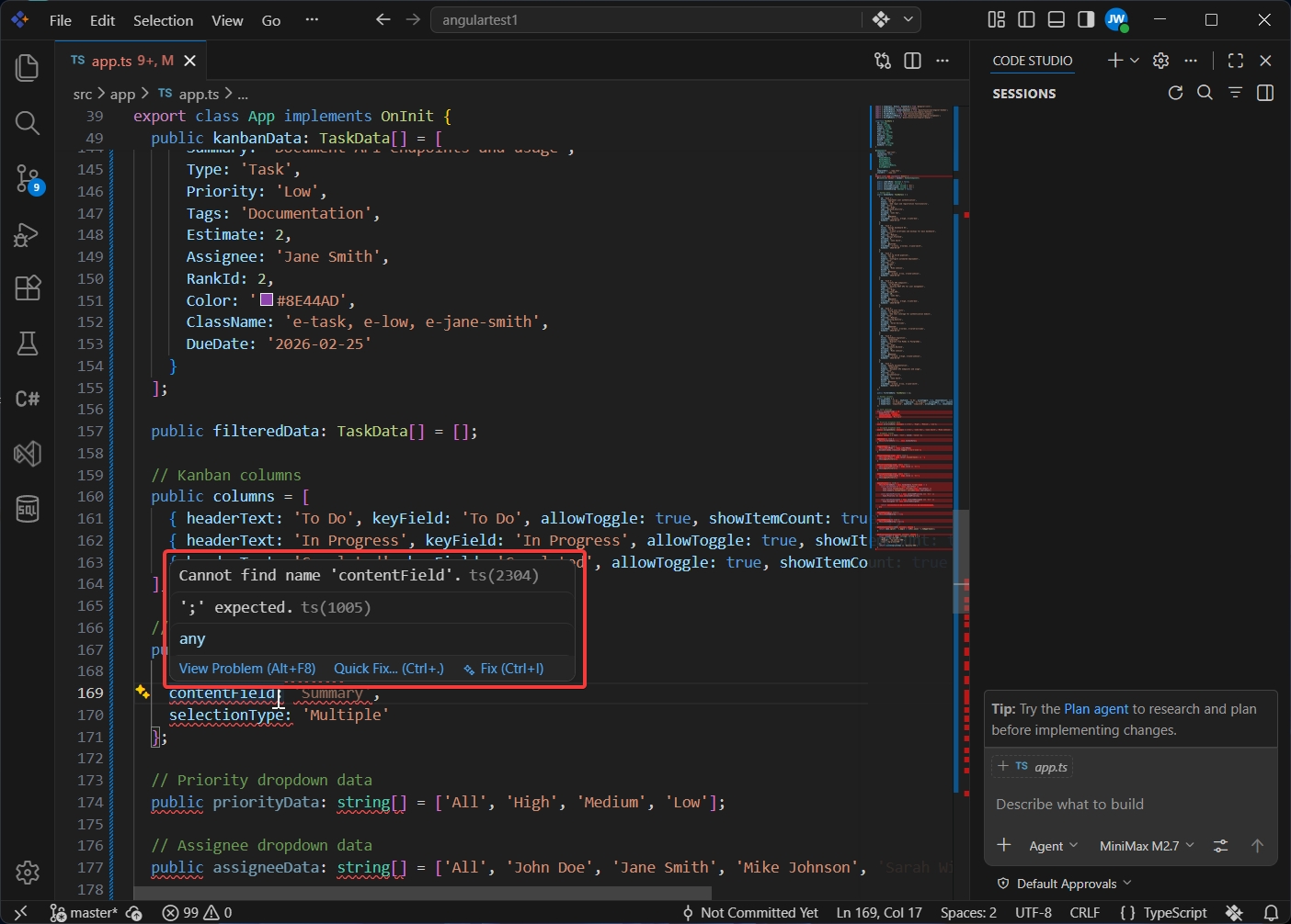 Quick Fix options displayed on hover over a red underlined error in the editor