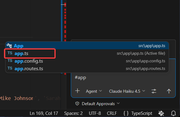 File list appearing after typing # in the Chat Panel input box