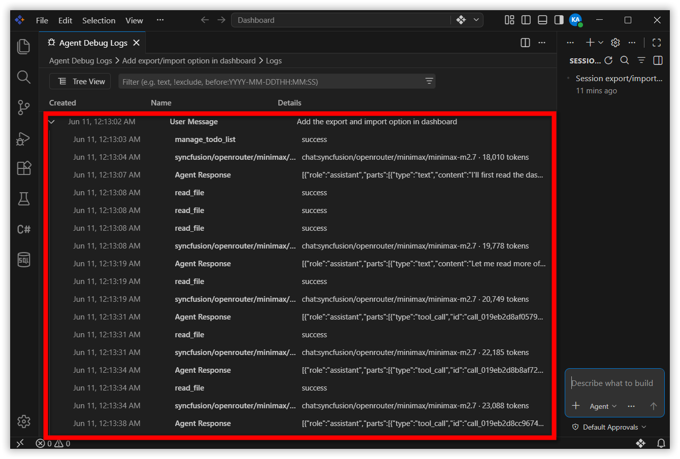 Troubleshoot Previous session with Agent Debug log