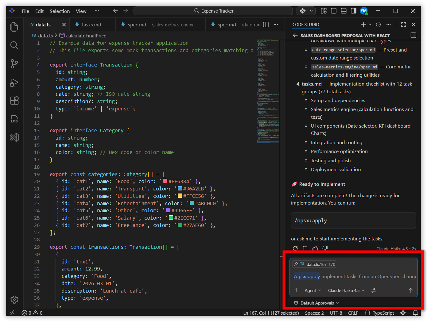 Running the apply command to implement the planned changes