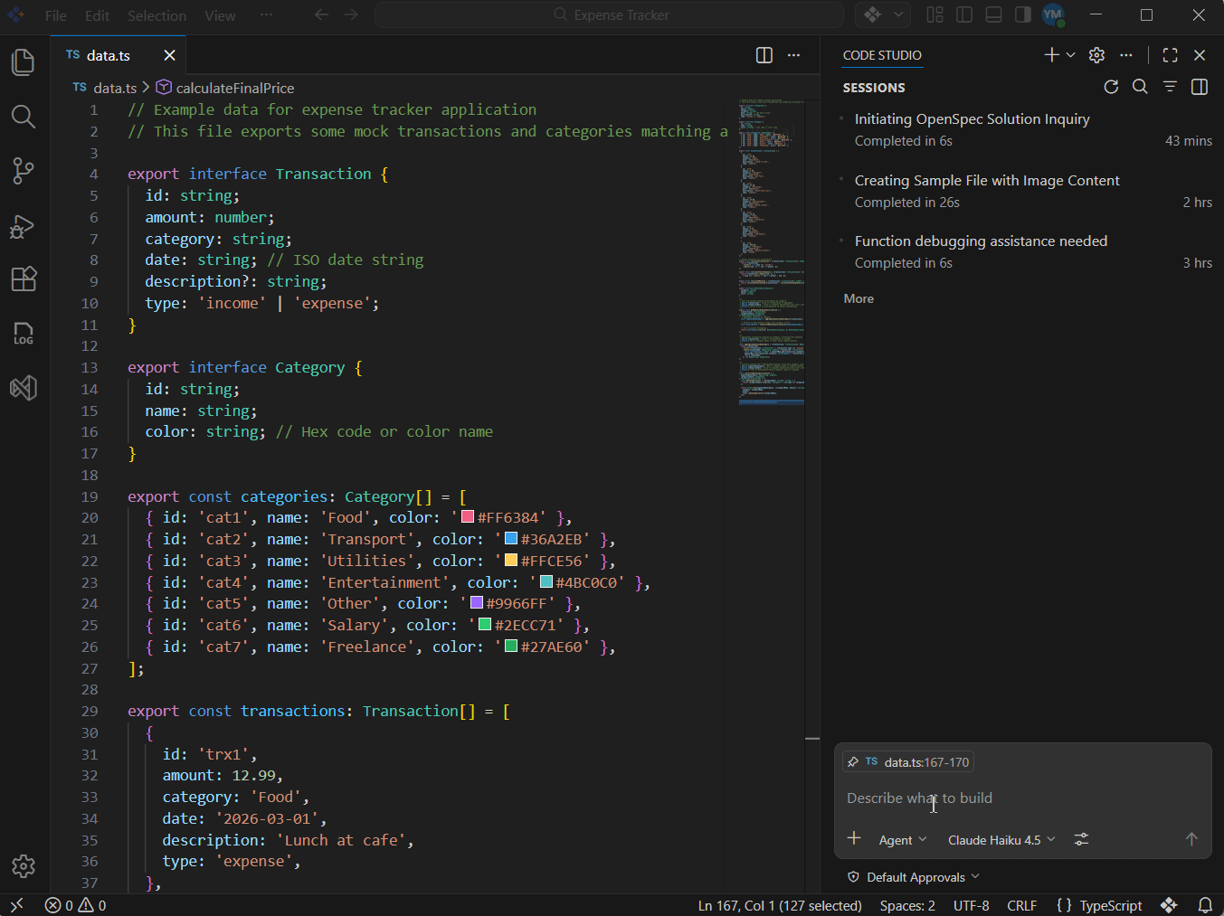 Using the explore command to brainstorm ideas in the Chat Panel